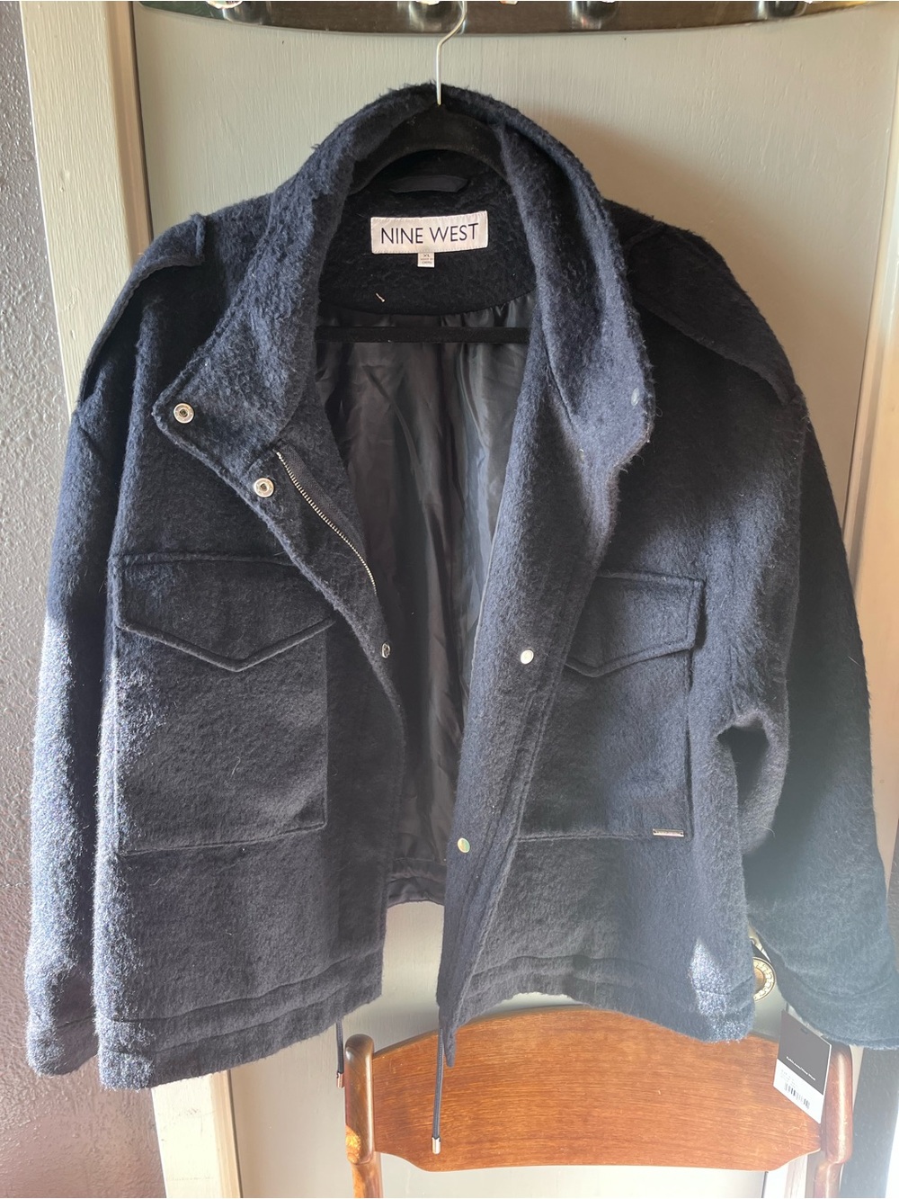 Nine West Men's Dark Navy Wool-Blend Lightweight Jacket